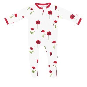 Zippered Footie in Cloud Poppies